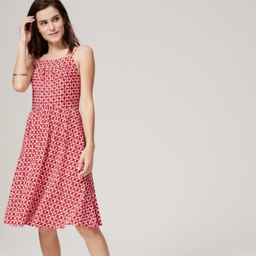 Ann Taylor LOFT Red and White Pinwheel Dress